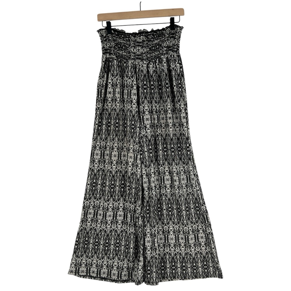 C'est La Vie Black &‎ White Patterned Stretch Jersey Knit Pull-On Wide Leg Pants